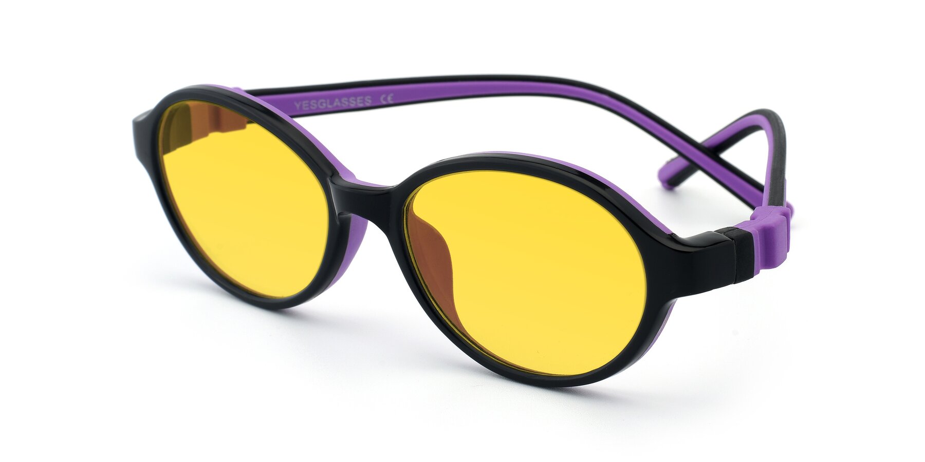 Angle of 1120 in Black-Purple with Yellow Tinted Lenses