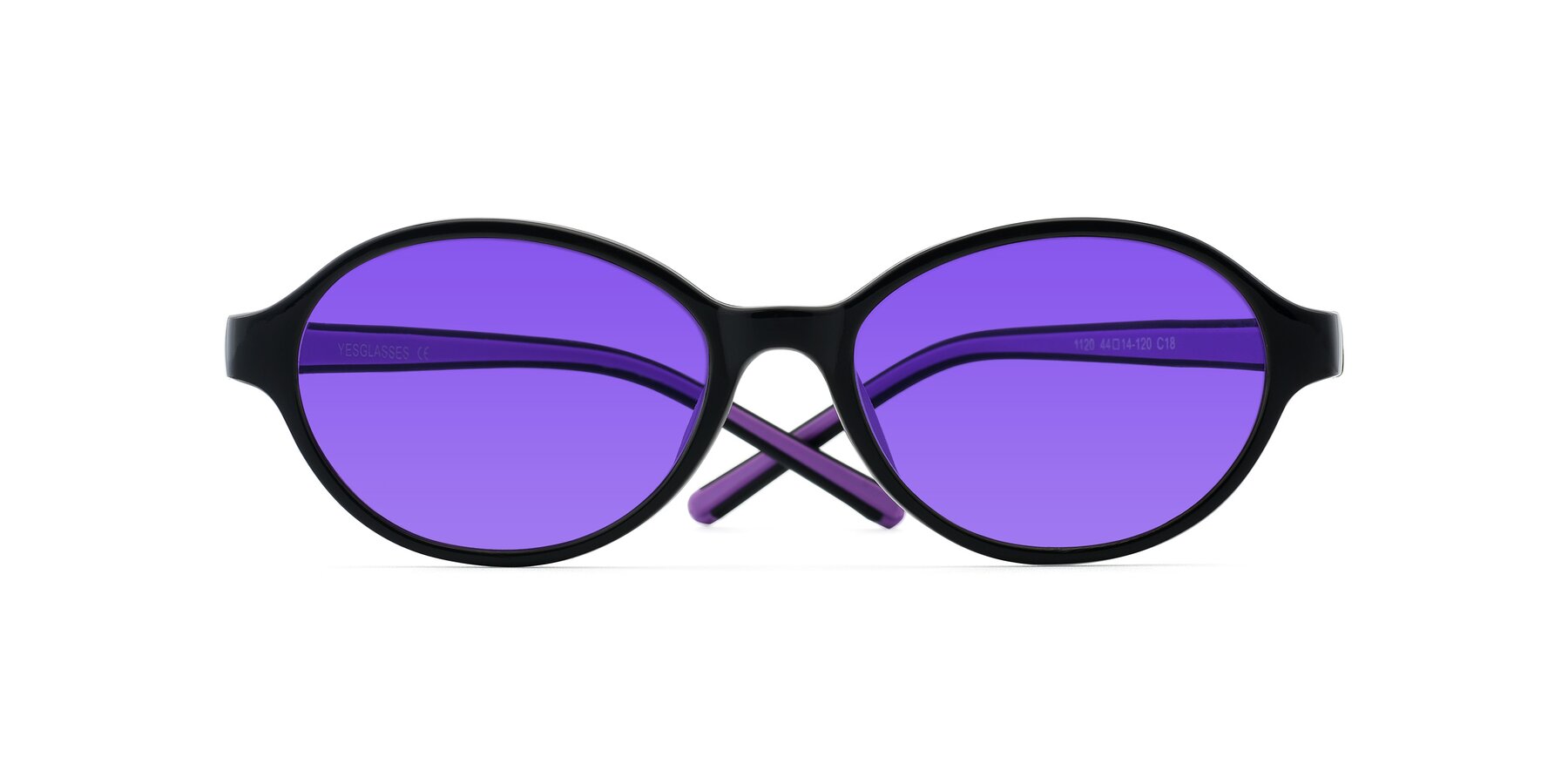 Folded Front of 1120 in Black-Purple with Purple Tinted Lenses