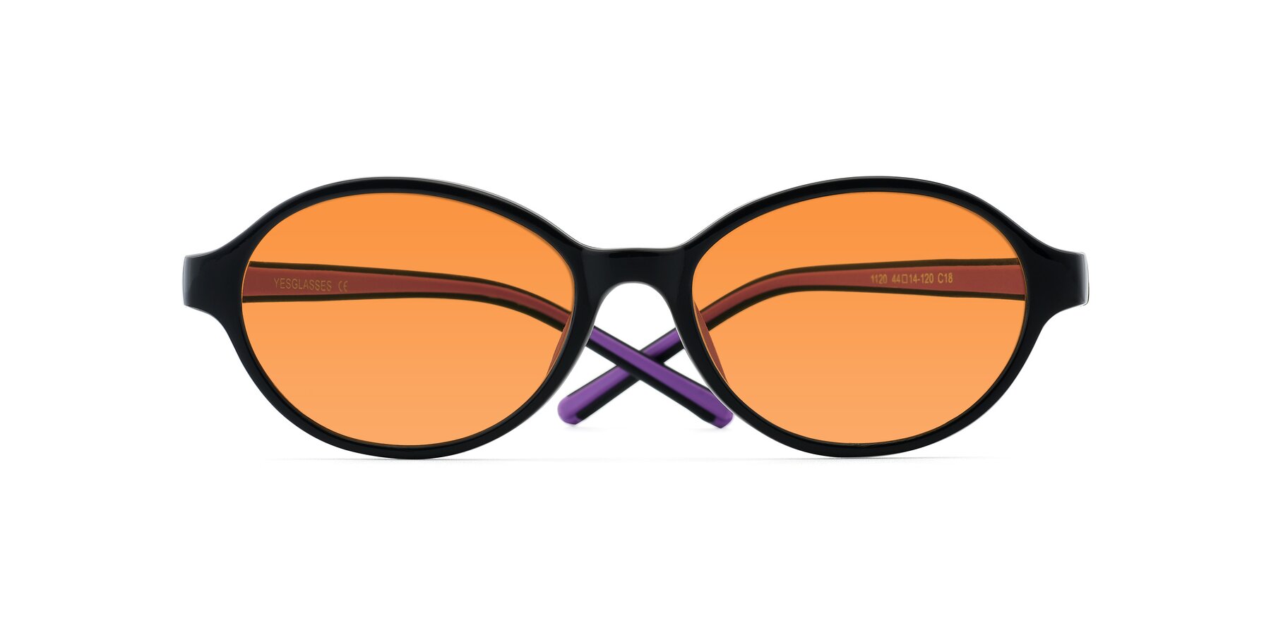 Folded Front of 1120 in Black-Purple with Orange Tinted Lenses