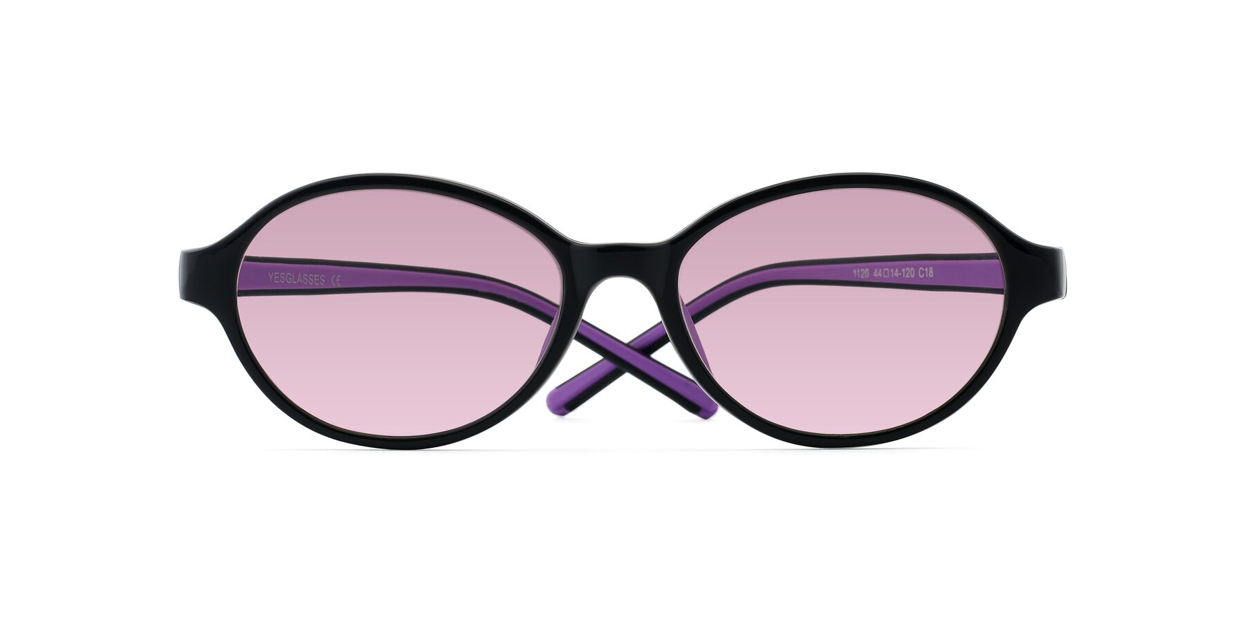 Folded Front of 1120 in Black-Purple with Light Wine Tinted Lenses