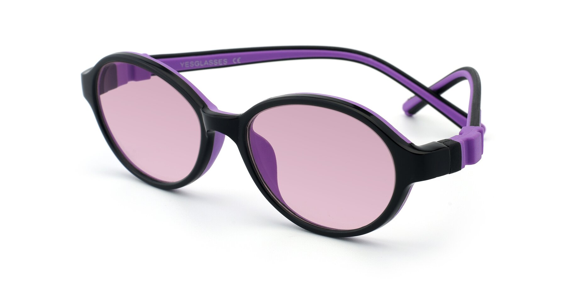 Angle of 1120 in Black-Purple with Light Wine Tinted Lenses