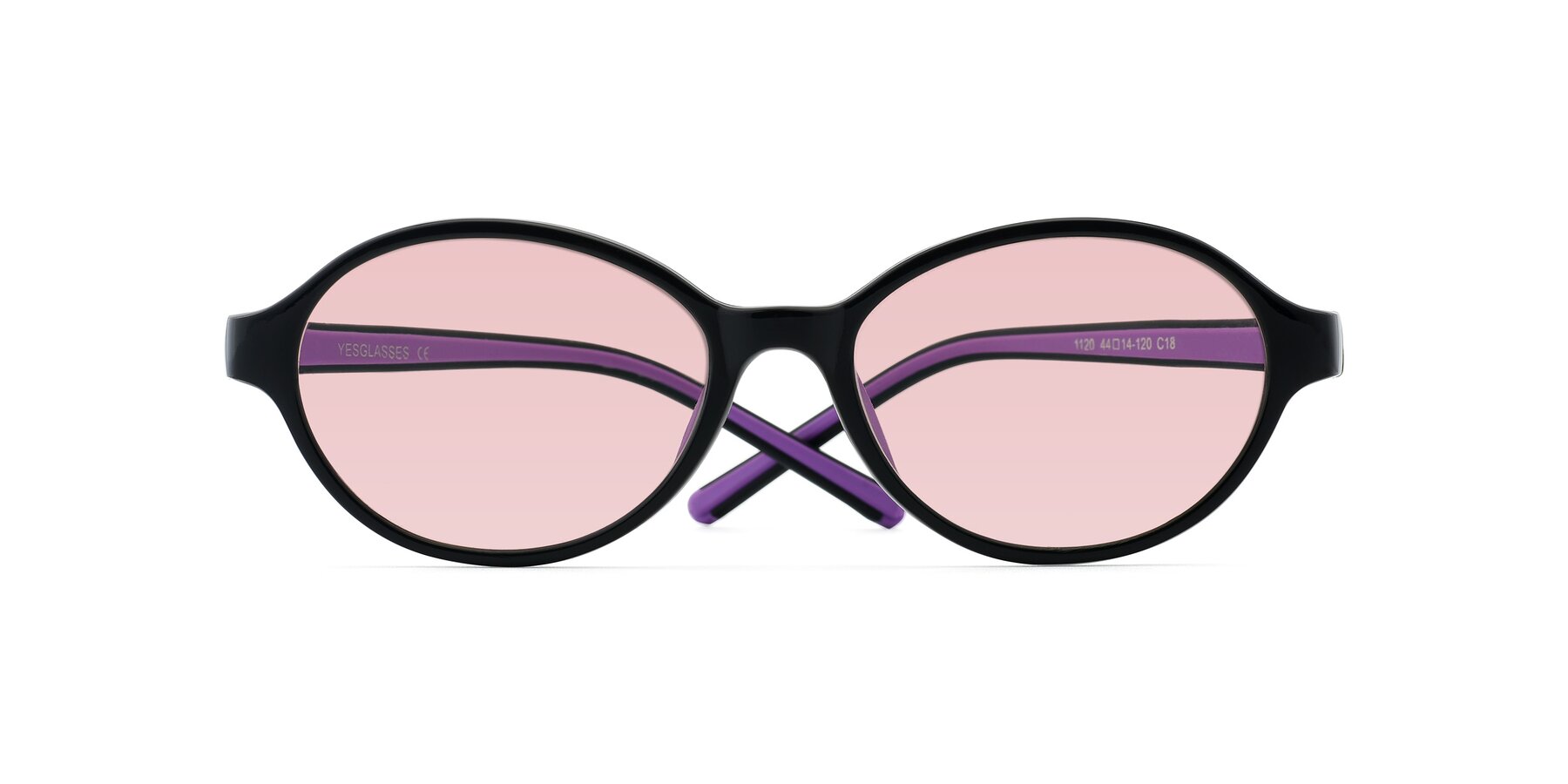 Folded Front of 1120 in Black-Purple with Light Garnet Tinted Lenses