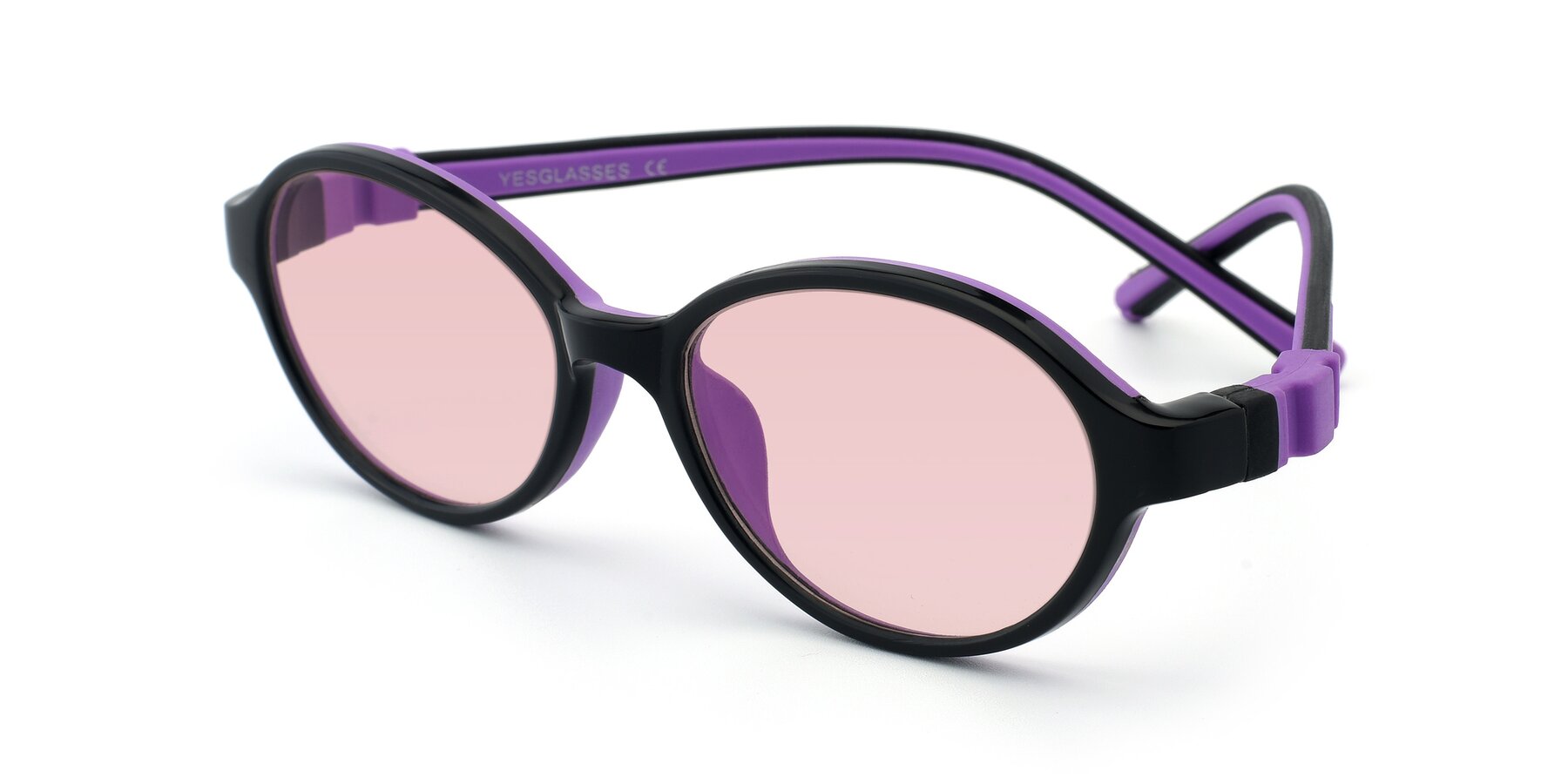 Angle of 1120 in Black-Purple with Light Garnet Tinted Lenses