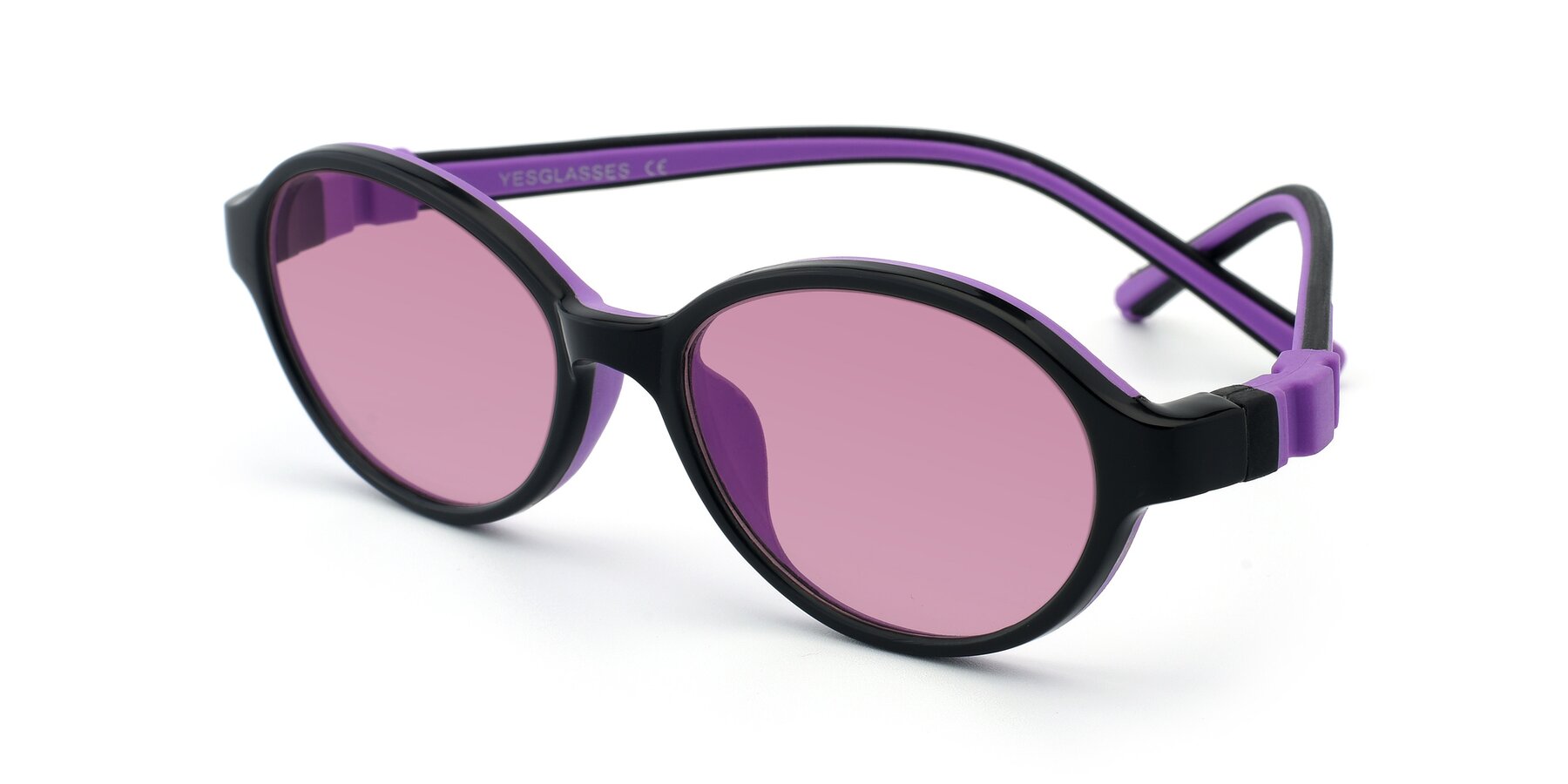 Angle of 1120 in Black-Purple with Medium Wine Tinted Lenses