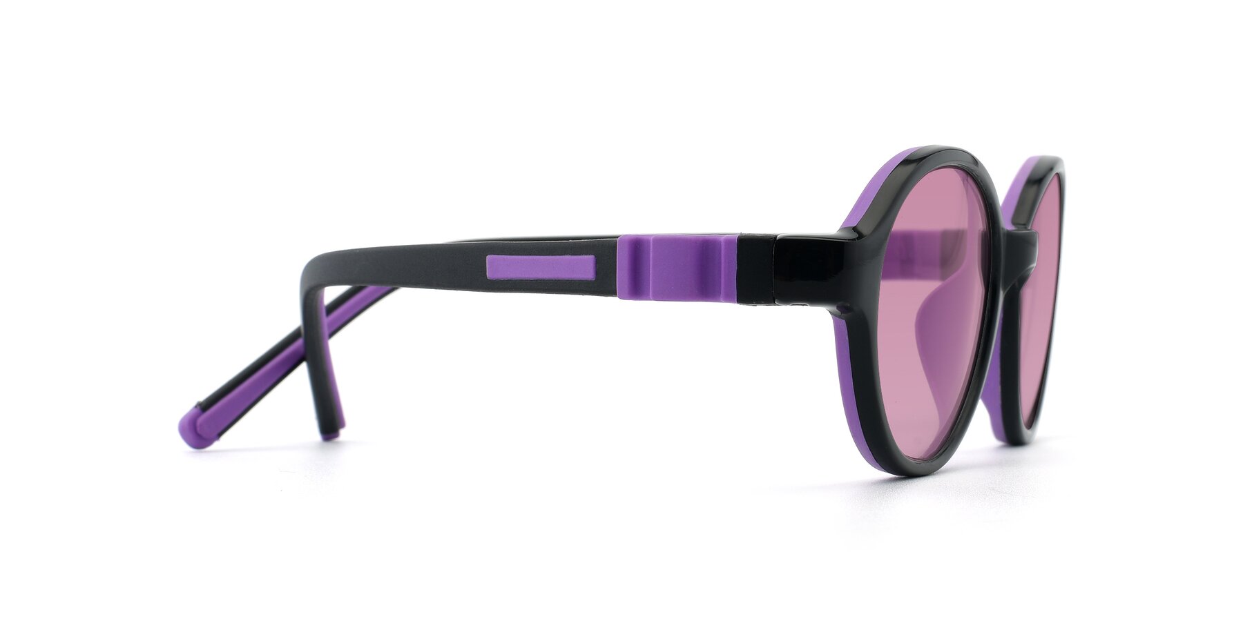 Side of 1120 in Black-Purple with Medium Wine Tinted Lenses