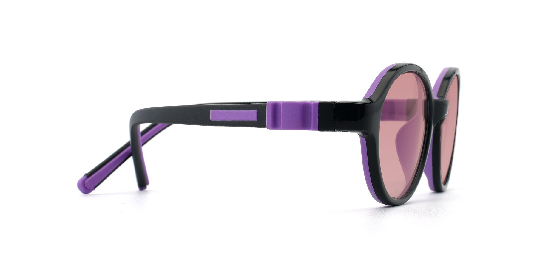 Side of 1120 in Black-Purple with Medium Garnet Tinted Lenses