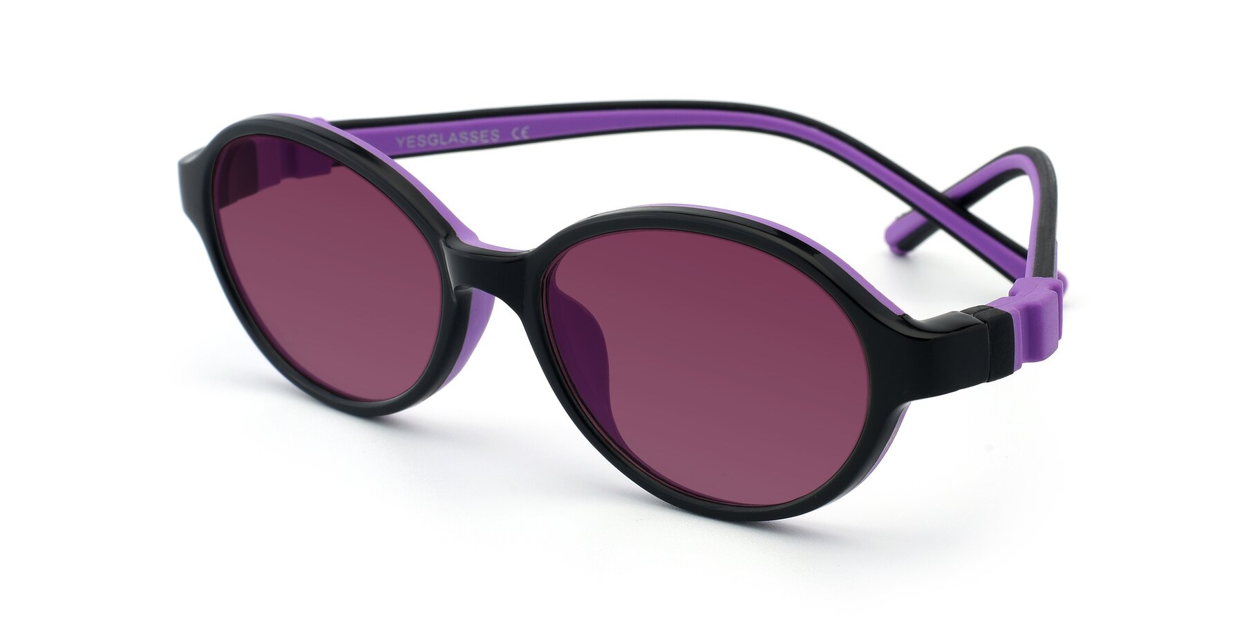 Angle of 1120 in Black-Purple with Wine Tinted Lenses