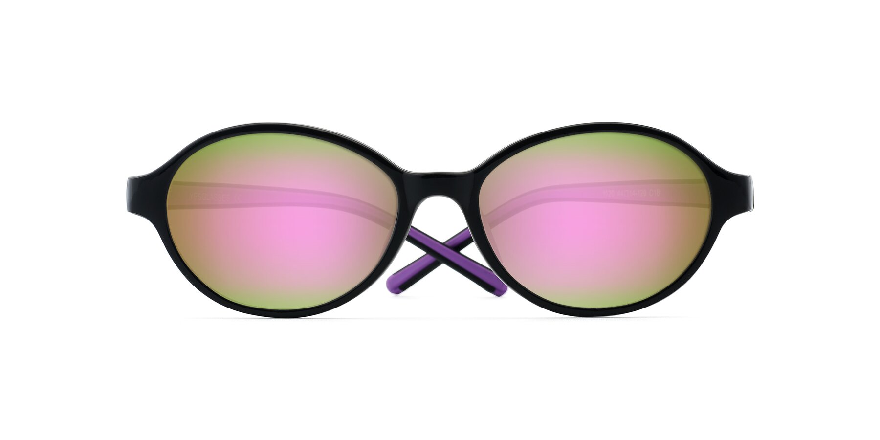 Folded Front of 1120 in Black-Purple with Pink Mirrored Lenses
