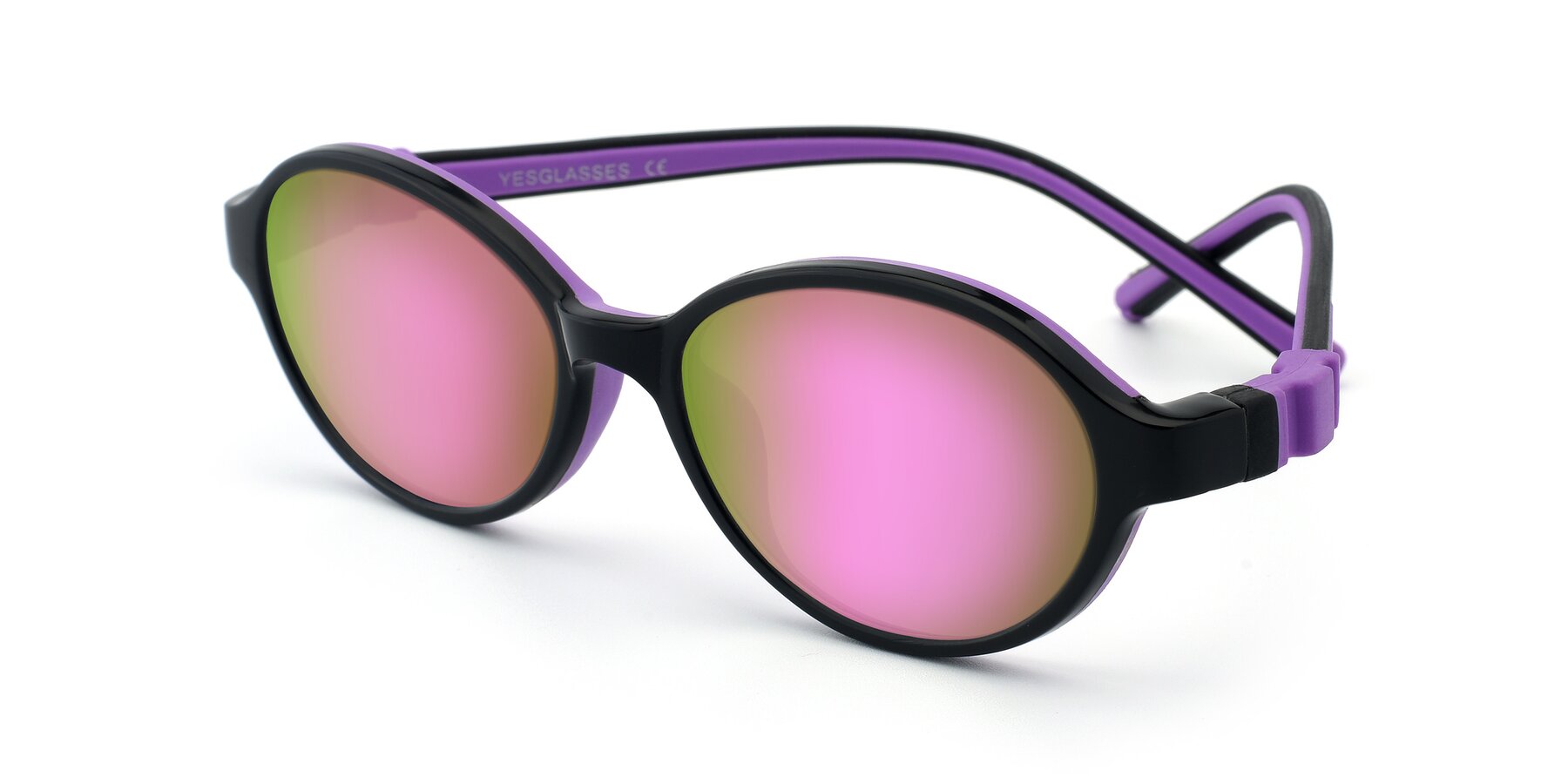 Angle of 1120 in Black-Purple with Pink Mirrored Lenses