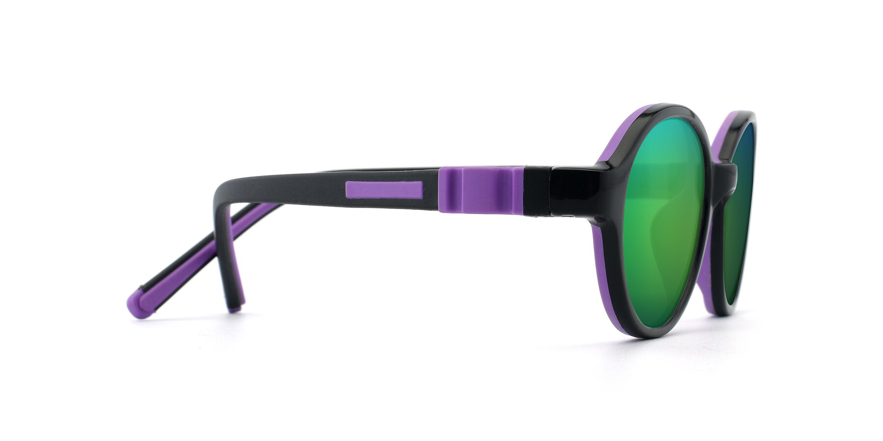 Side of 1120 in Black-Purple with Green Mirrored Lenses