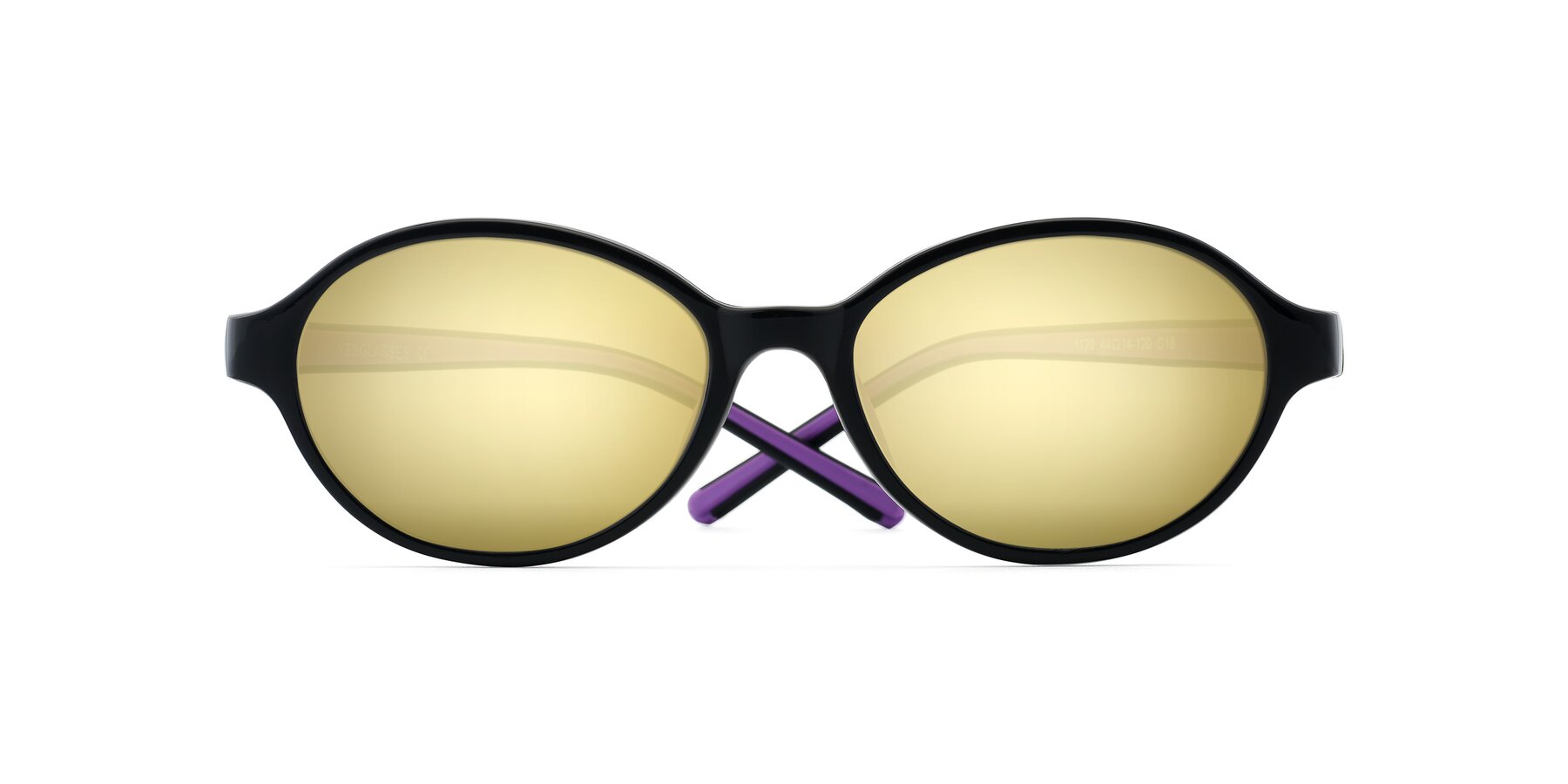 Folded Front of 1120 in Black-Purple with Gold Mirrored Lenses