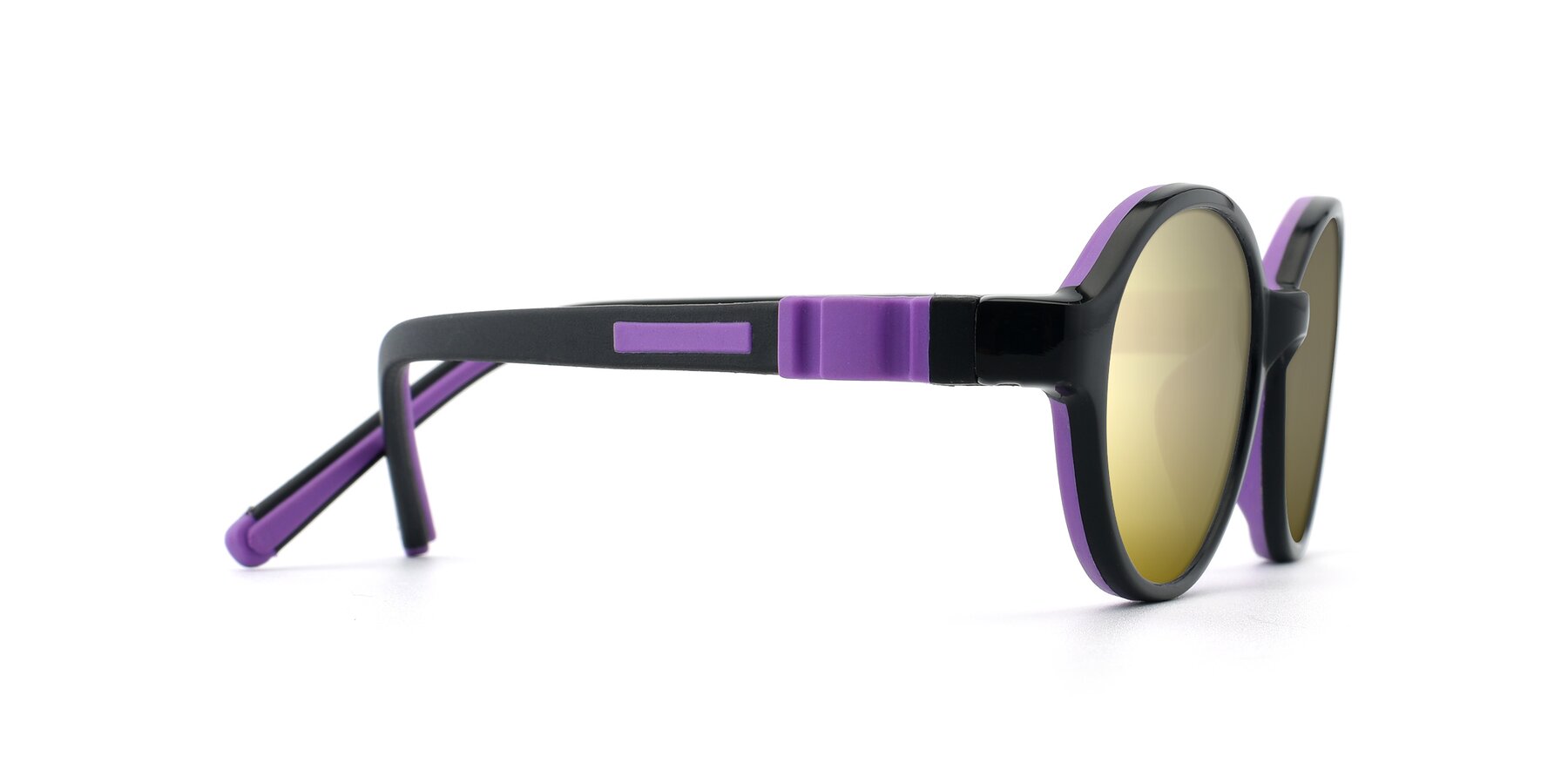 Side of 1120 in Black-Purple with Gold Mirrored Lenses
