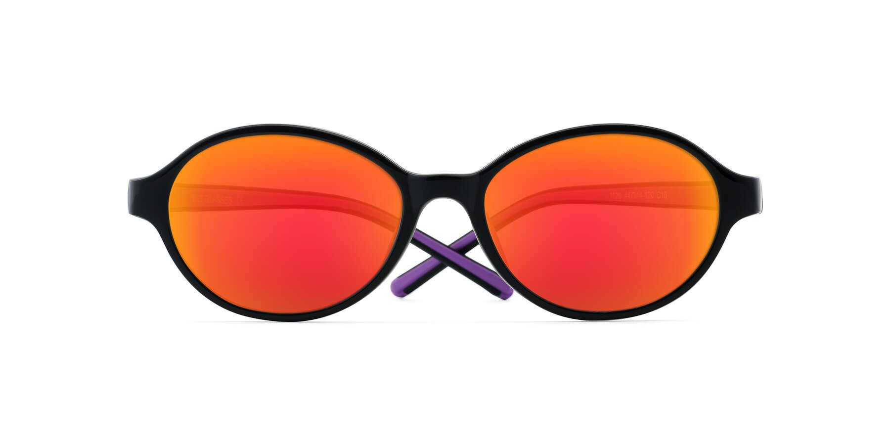 Folded Front of 1120 in Black-Purple with Red Gold Mirrored Lenses