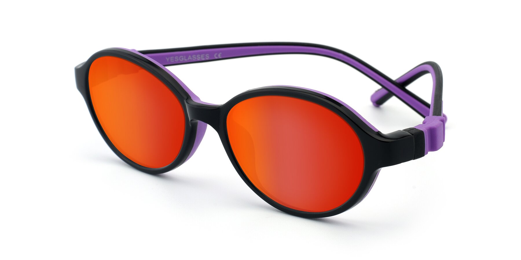 Angle of 1120 in Black-Purple with Red Gold Mirrored Lenses