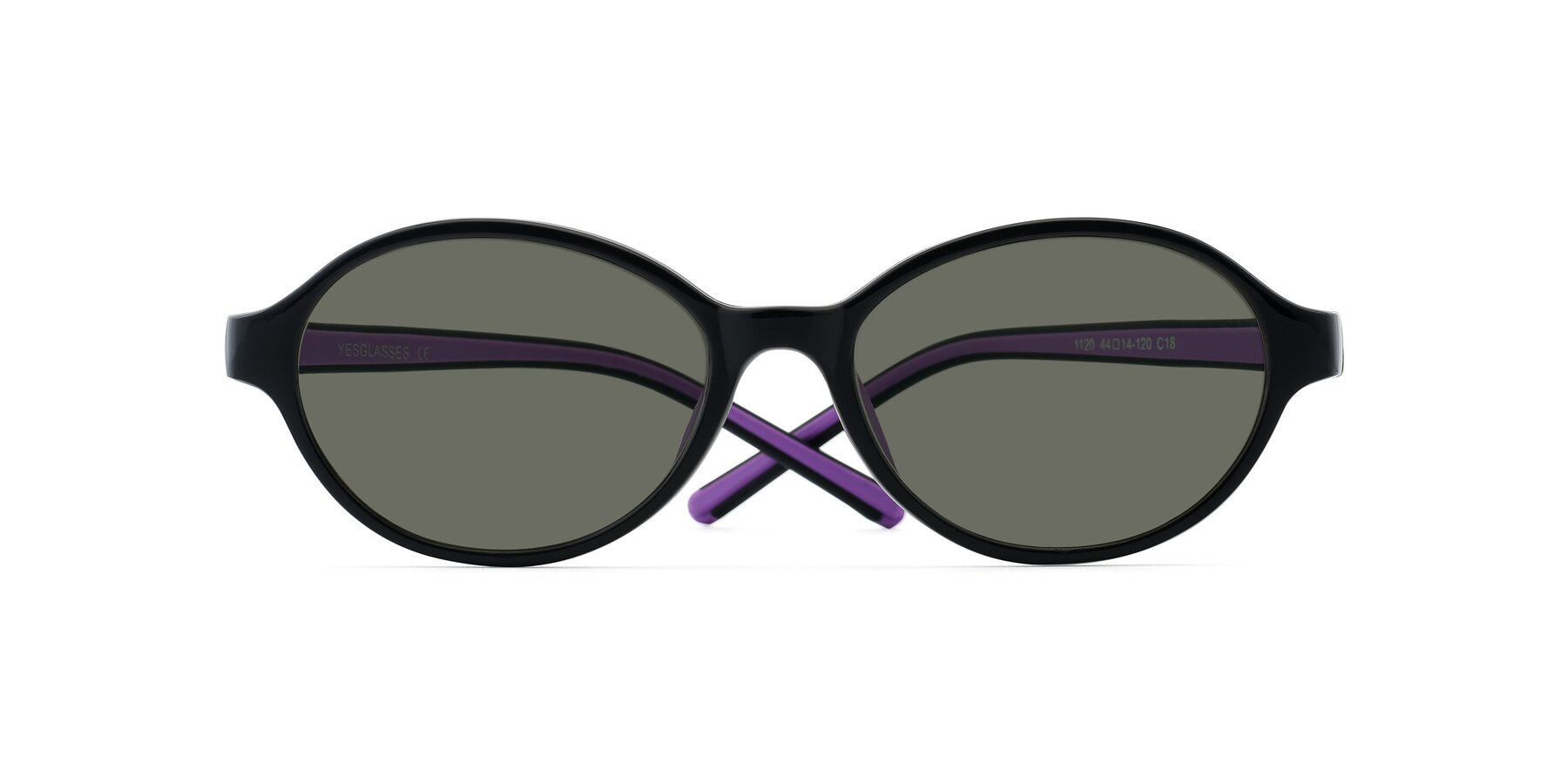 Folded Front of 1120 in Black-Purple with Gray Polarized Lenses