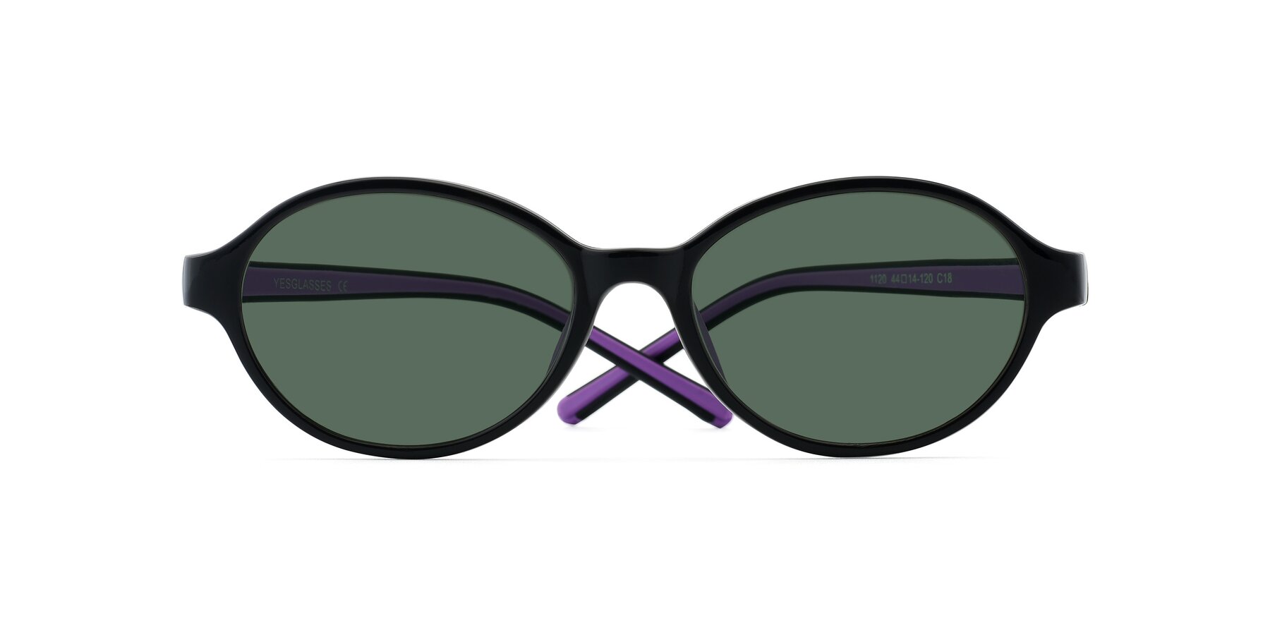 Folded Front of 1120 in Black-Purple with Green Polarized Lenses