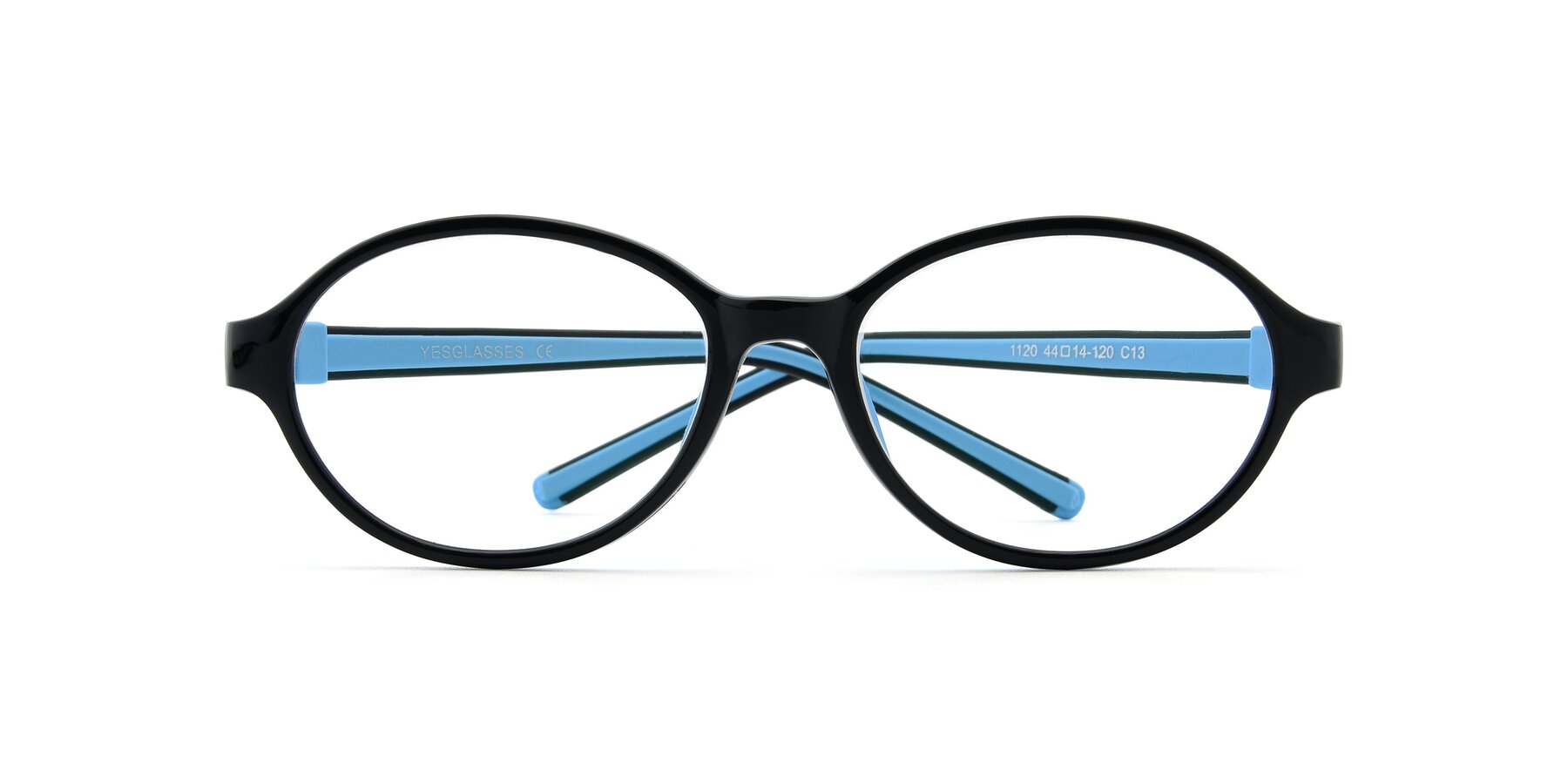 Folded Front of 1120 in Black-Blue with Clear Blue Light Blocking Lenses
