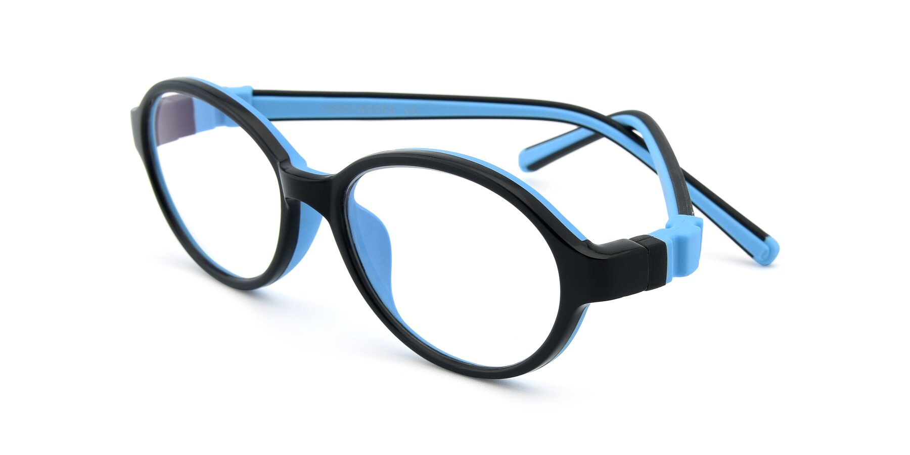 Angle of 1120 in Black-Blue with Clear Blue Light Blocking Lenses