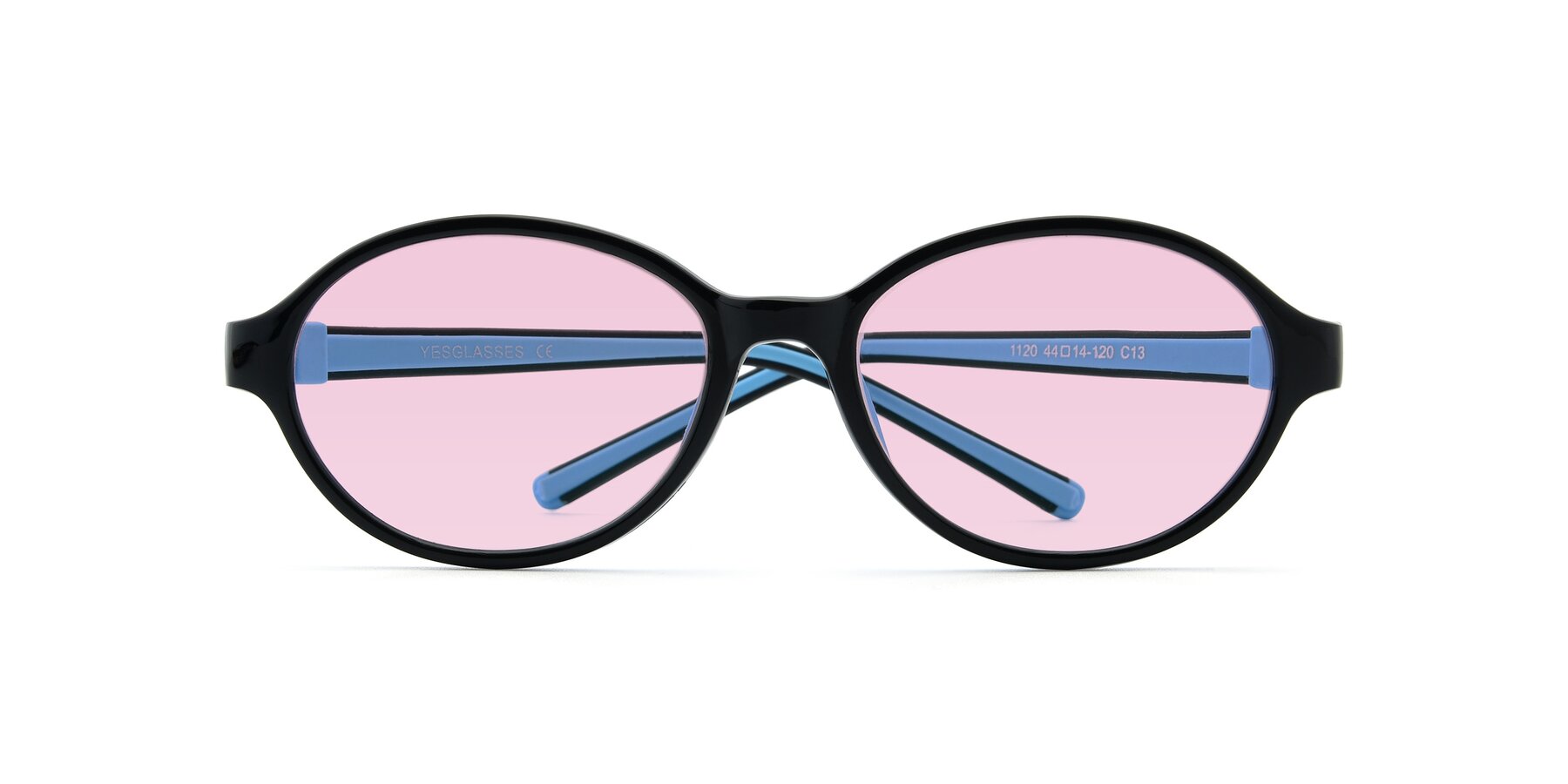 Folded Front of 1120 in Black-Blue with Light Pink Tinted Lenses