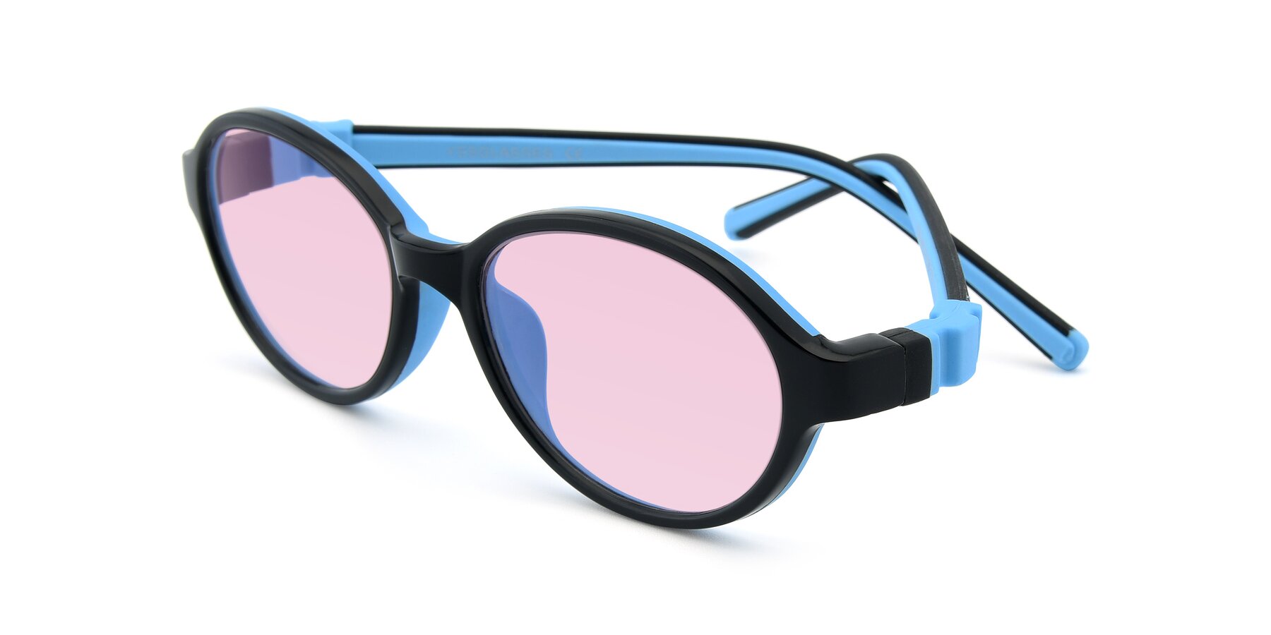 Angle of 1120 in Black-Blue with Light Pink Tinted Lenses