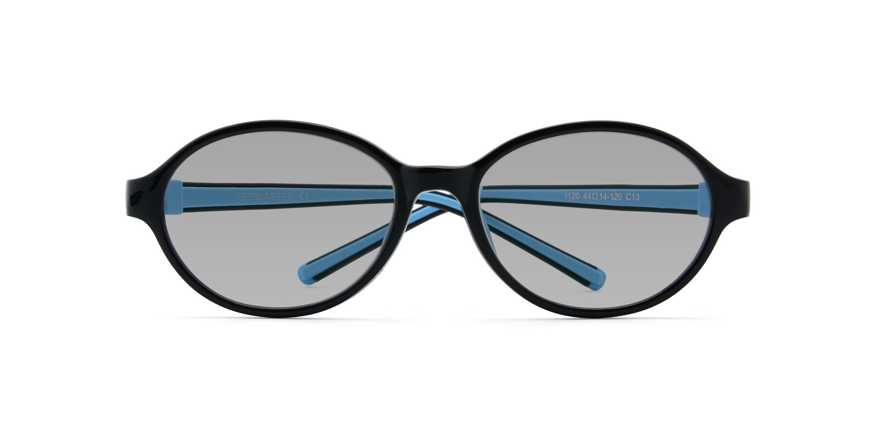 Folded Front of 1120 in Black-Blue with Light Gray Tinted Lenses