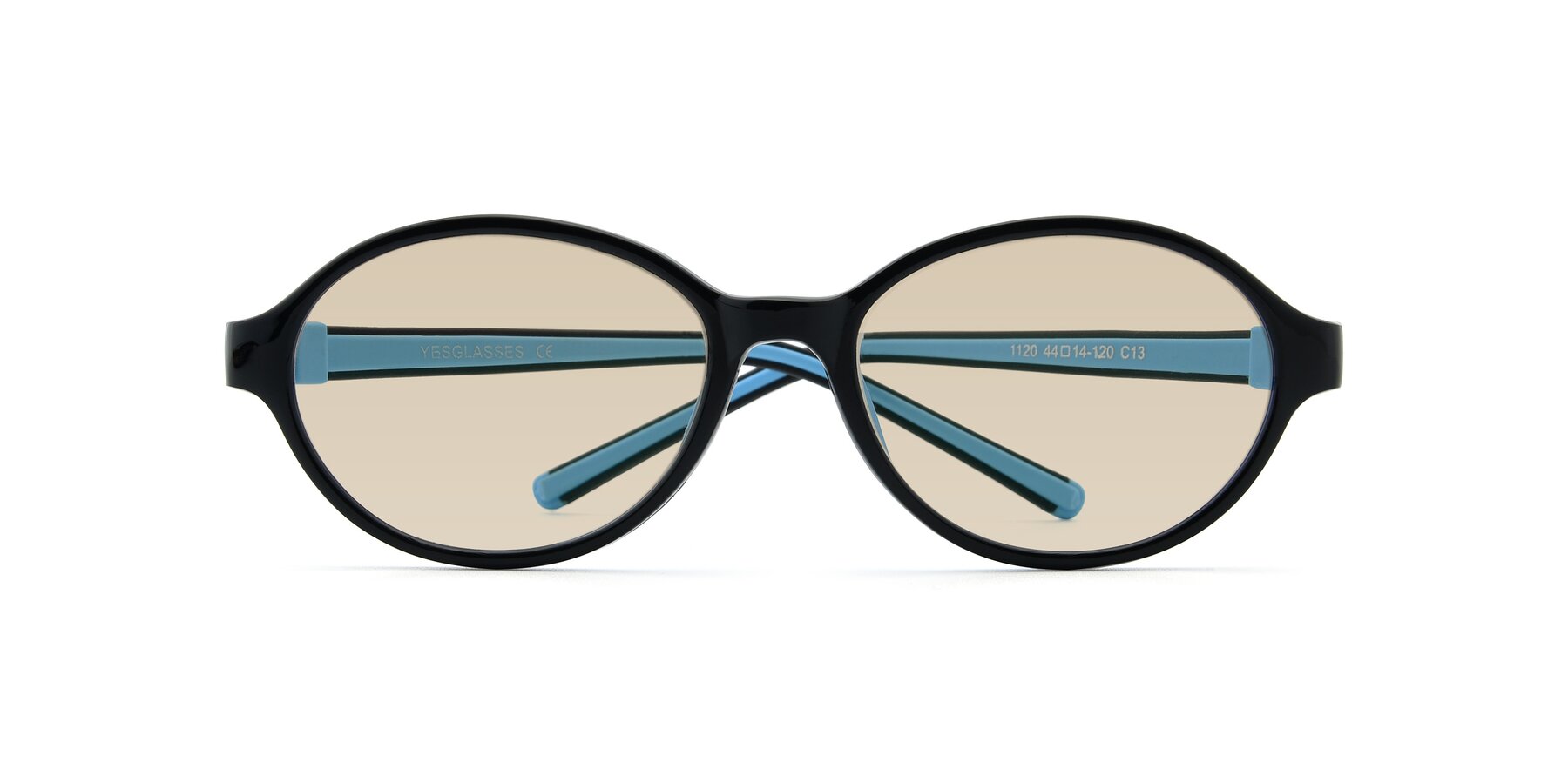 Folded Front of 1120 in Black-Blue with Light Brown Tinted Lenses