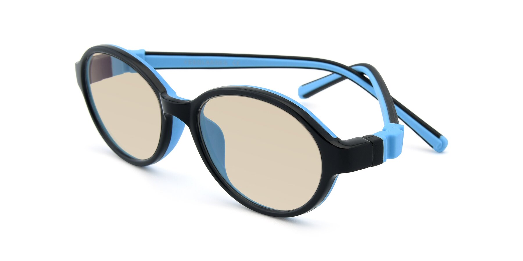 Angle of 1120 in Black-Blue with Light Brown Tinted Lenses