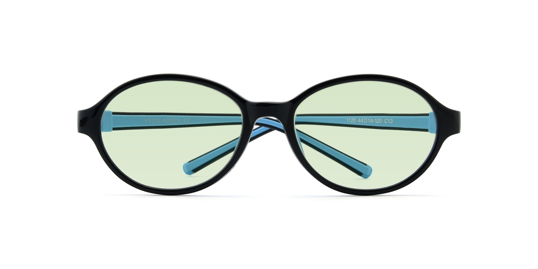 Folded Front of 1120 in Black-Blue with Light Green Tinted Lenses