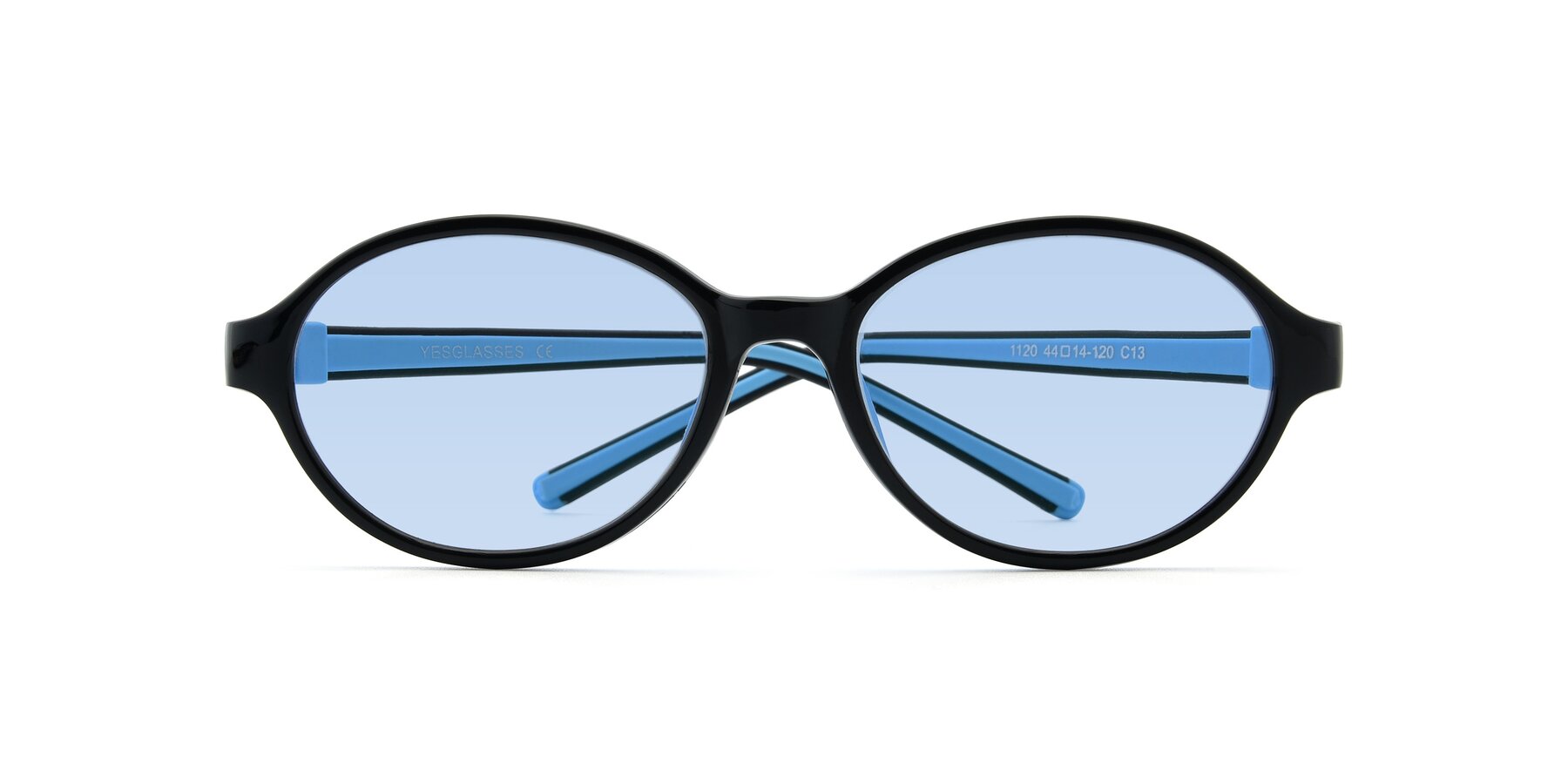 Folded Front of 1120 in Black-Blue with Light Blue Tinted Lenses