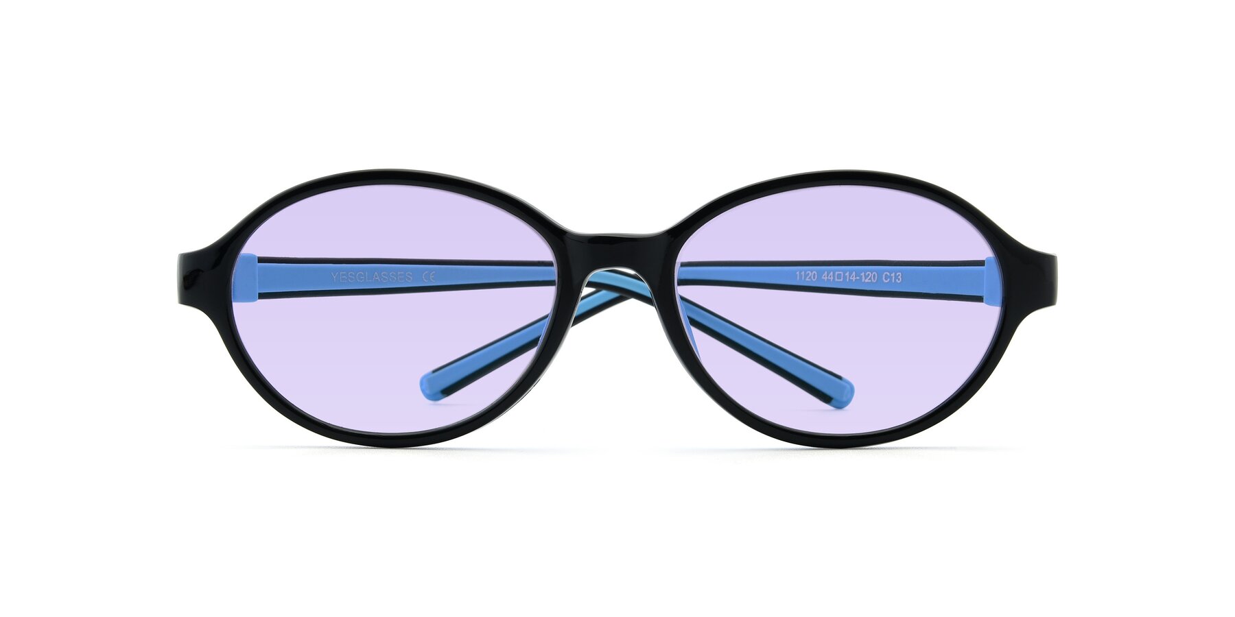 Folded Front of 1120 in Black-Blue with Light Purple Tinted Lenses