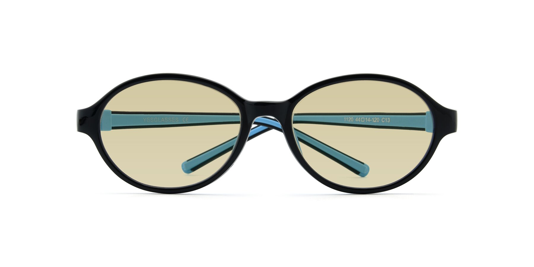 Folded Front of 1120 in Black-Blue with Light Champagne Tinted Lenses