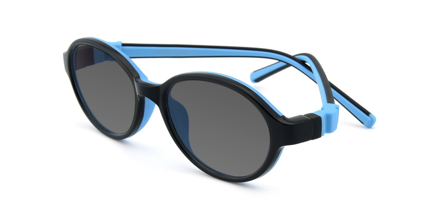 Angle of 1120 in Black-Blue with Medium Gray Tinted Lenses