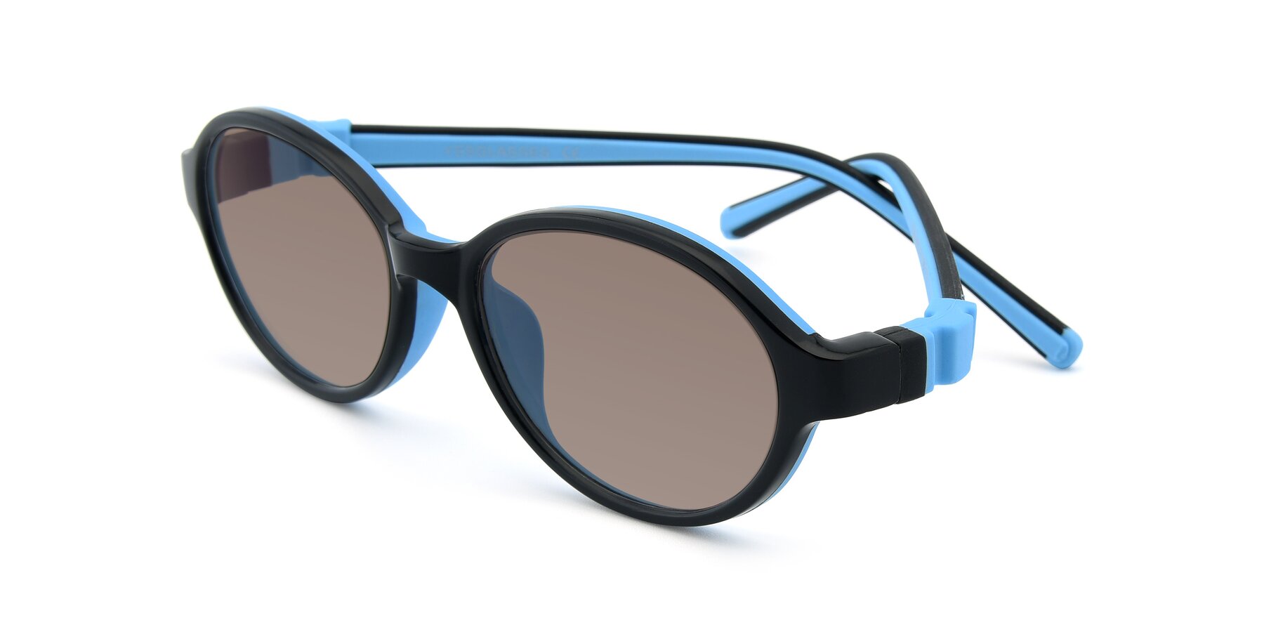 Angle of 1120 in Black-Blue with Medium Brown Tinted Lenses