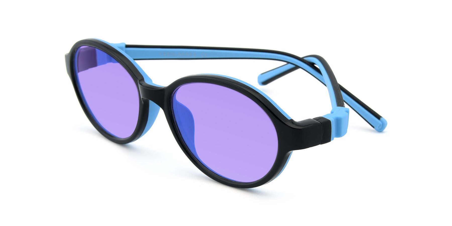 Angle of 1120 in Black-Blue with Medium Purple Tinted Lenses