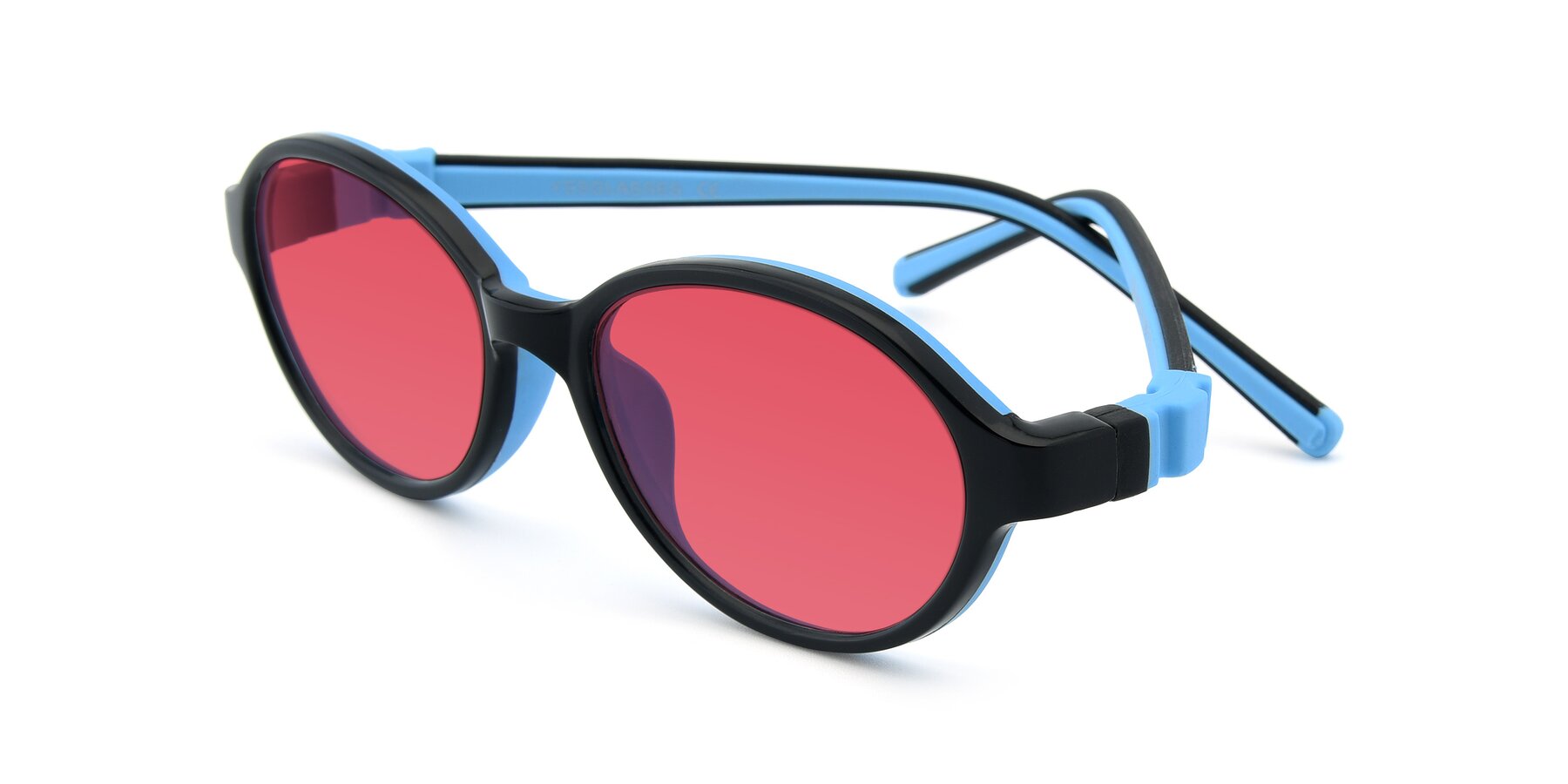 Angle of 1120 in Black-Blue with Red Tinted Lenses