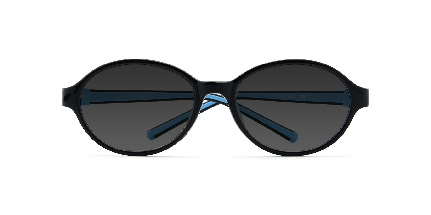 Folded Front of 1120 in Black-Blue with Gray Tinted Lenses