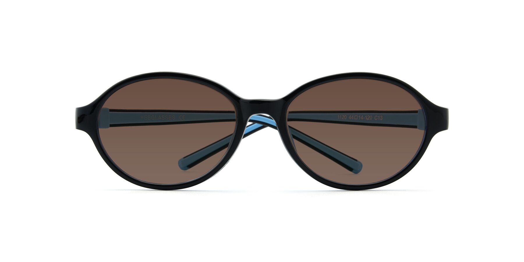 Folded Front of 1120 in Black-Blue with Brown Tinted Lenses