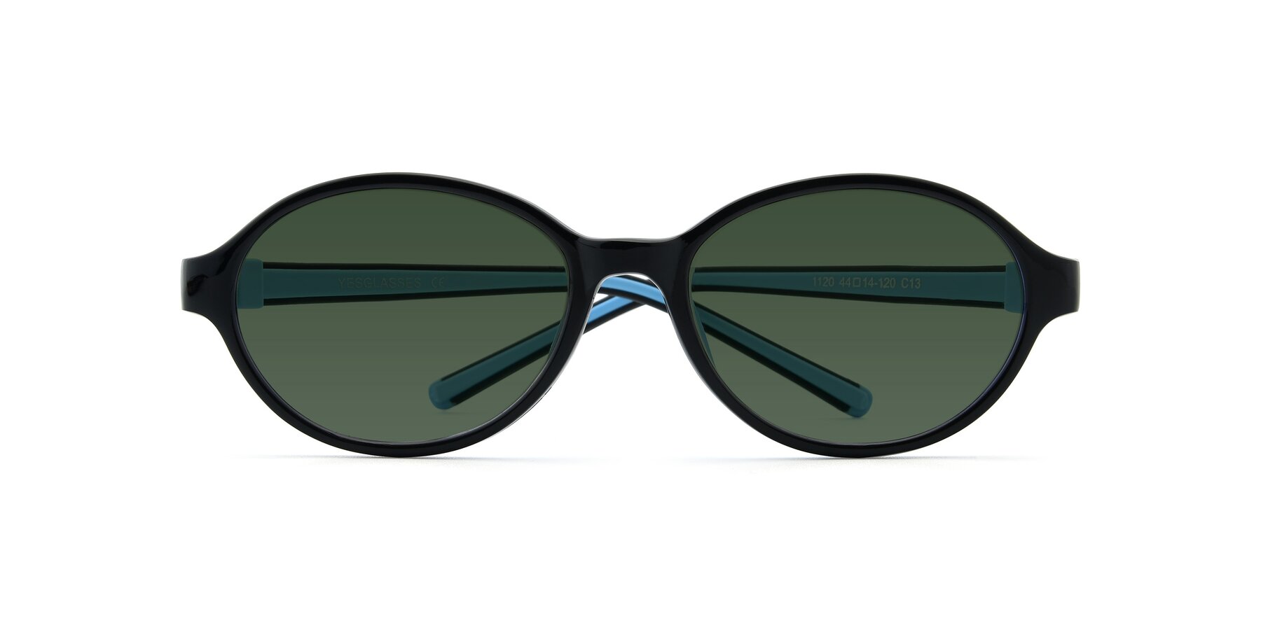 Folded Front of 1120 in Black-Blue with Green Tinted Lenses