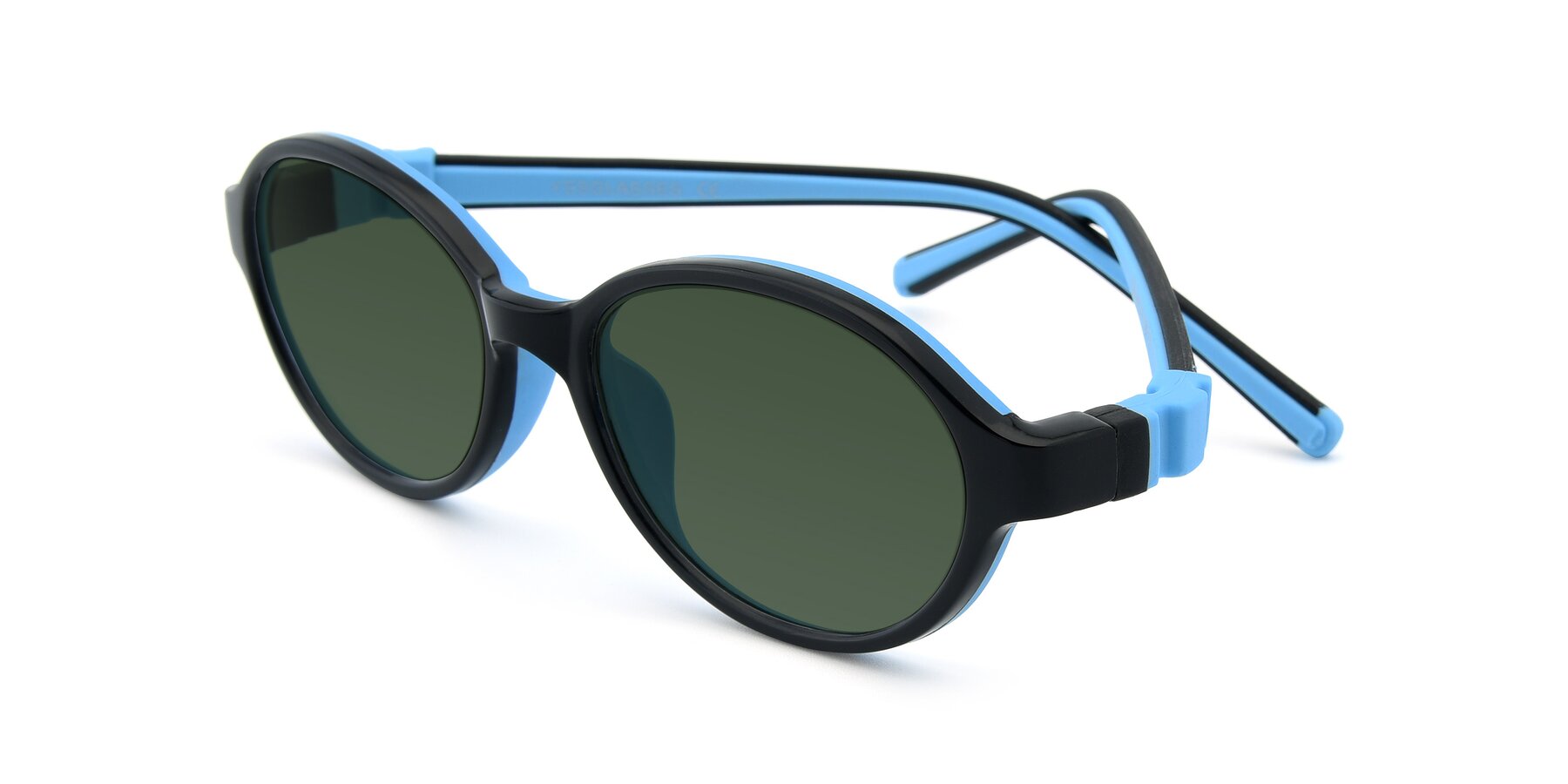 Angle of 1120 in Black-Blue with Green Tinted Lenses