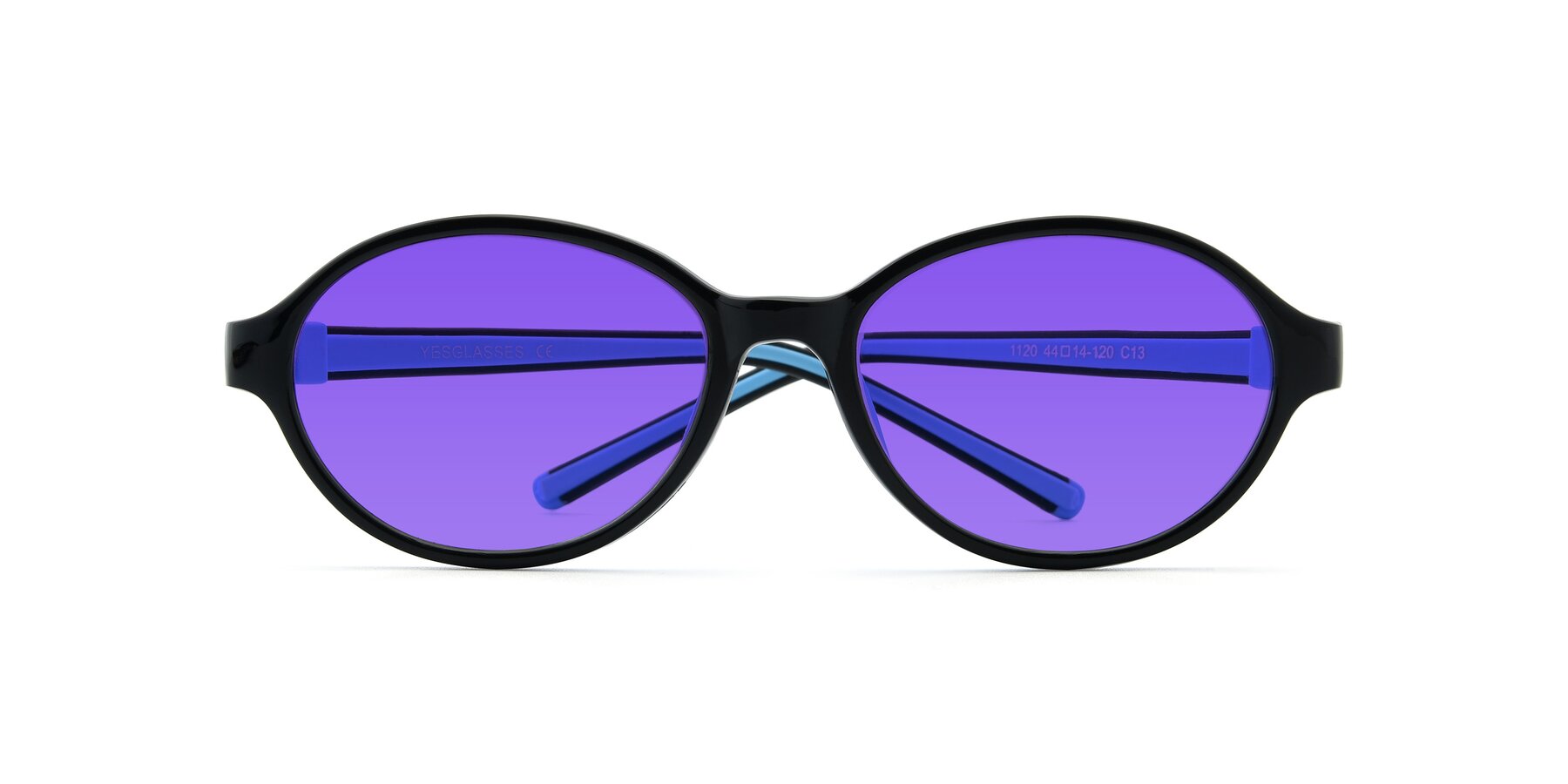 Folded Front of 1120 in Black-Blue with Purple Tinted Lenses