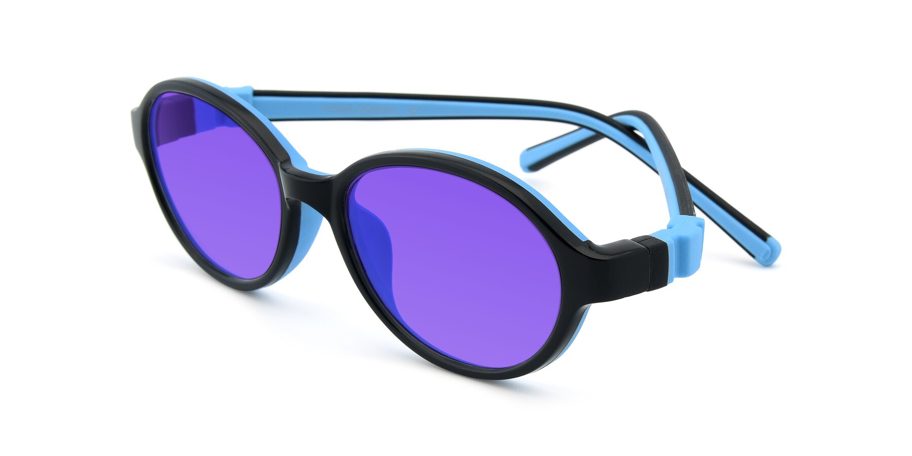Angle of 1120 in Black-Blue with Purple Tinted Lenses