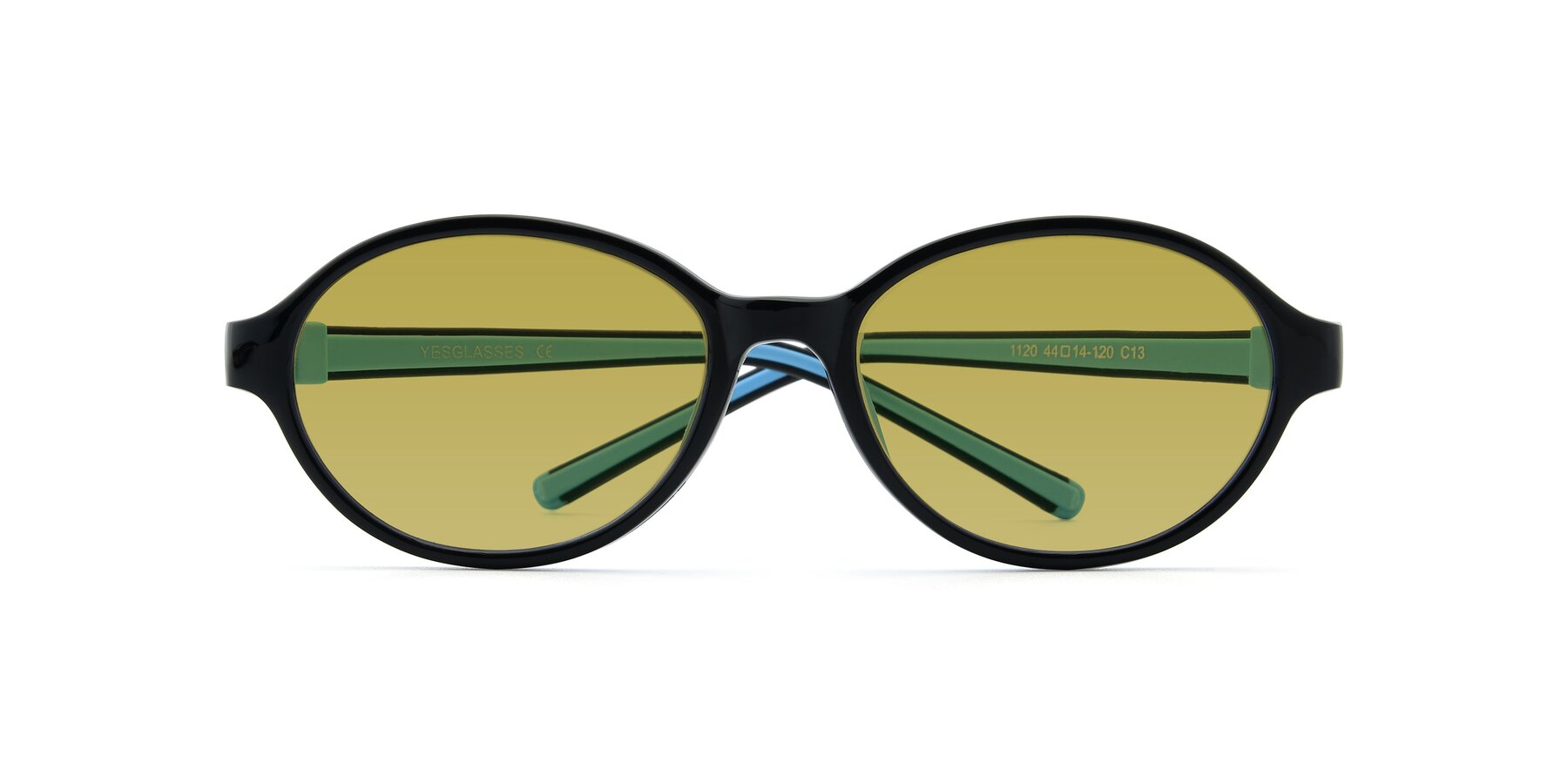 Folded Front of 1120 in Black-Blue with Champagne Tinted Lenses