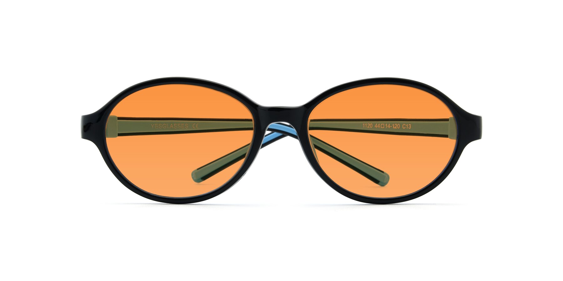 Folded Front of 1120 in Black-Blue with Orange Tinted Lenses