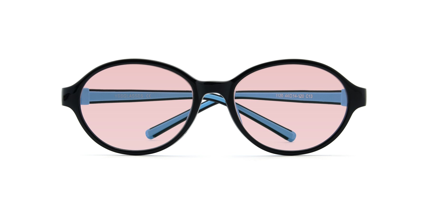 Folded Front of 1120 in Black-Blue with Light Garnet Tinted Lenses