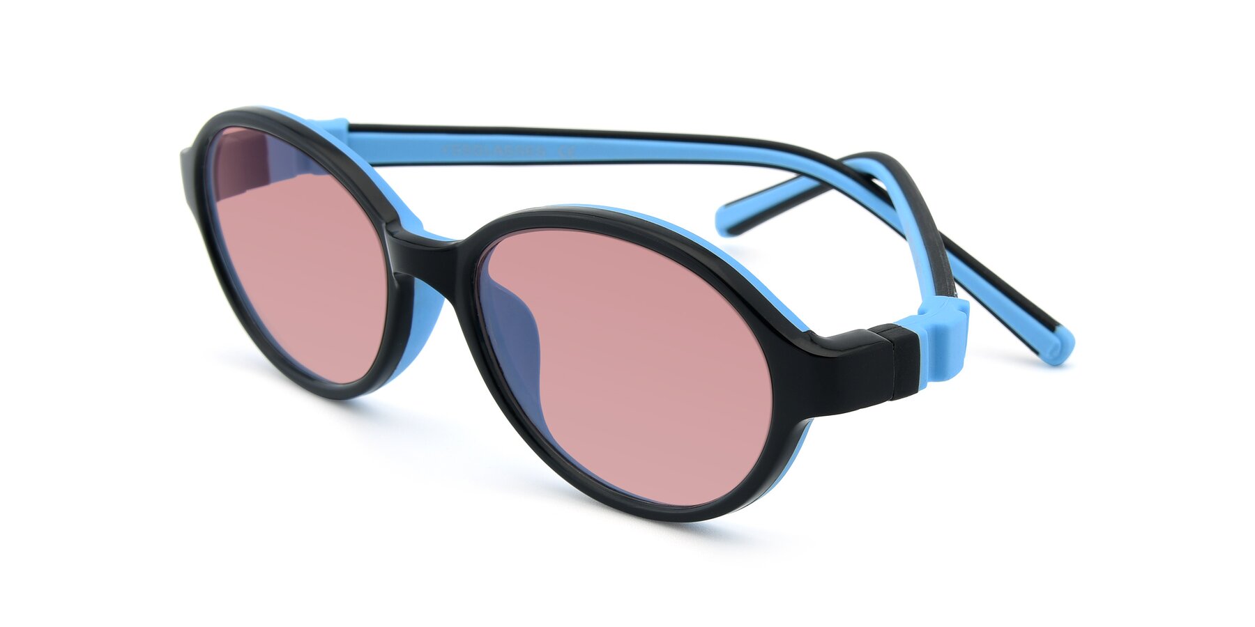 Angle of 1120 in Black-Blue with Medium Garnet Tinted Lenses