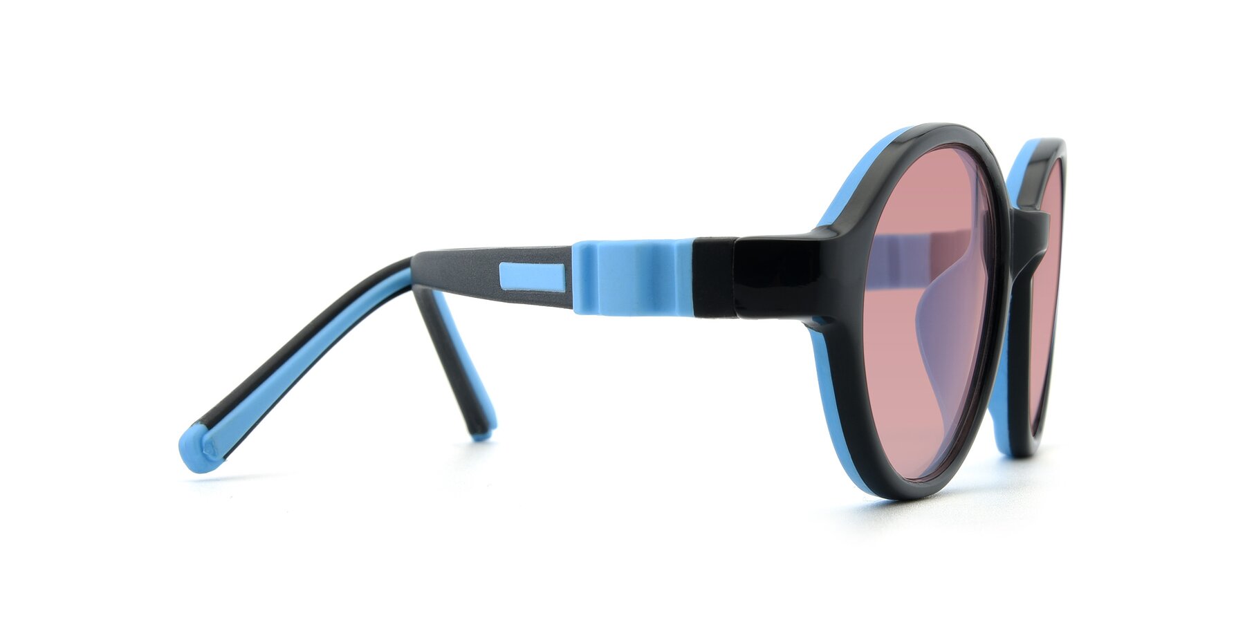 Side of 1120 in Black-Blue with Medium Garnet Tinted Lenses