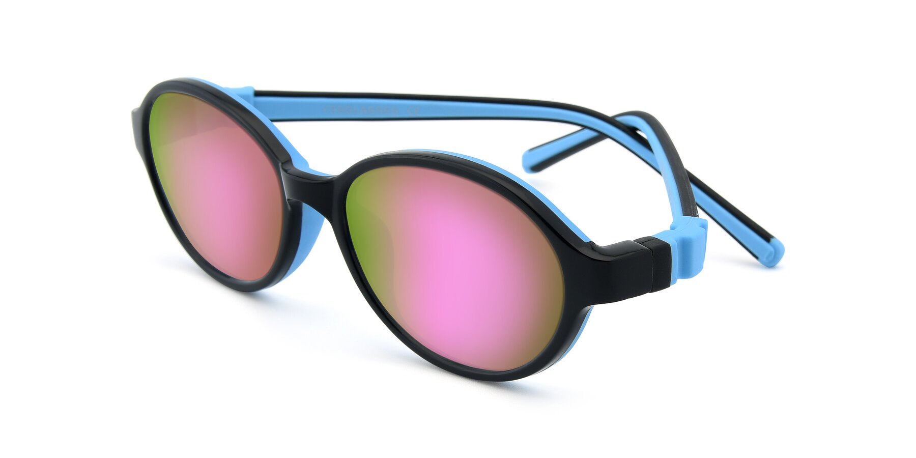 Angle of 1120 in Black-Blue with Pink Mirrored Lenses
