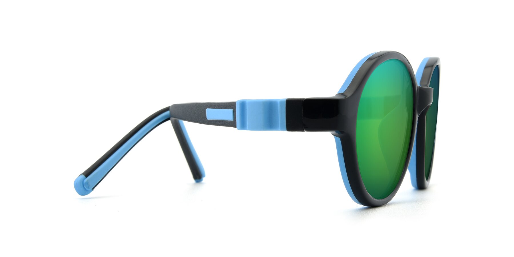 Side of 1120 in Black-Blue with Green Mirrored Lenses