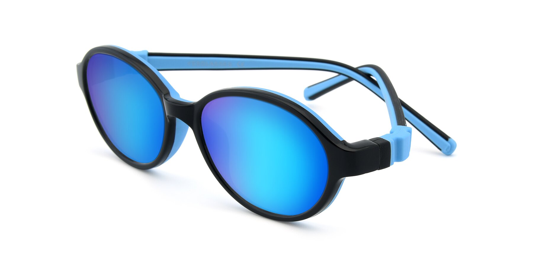 Angle of 1120 in Black-Blue with Blue Mirrored Lenses