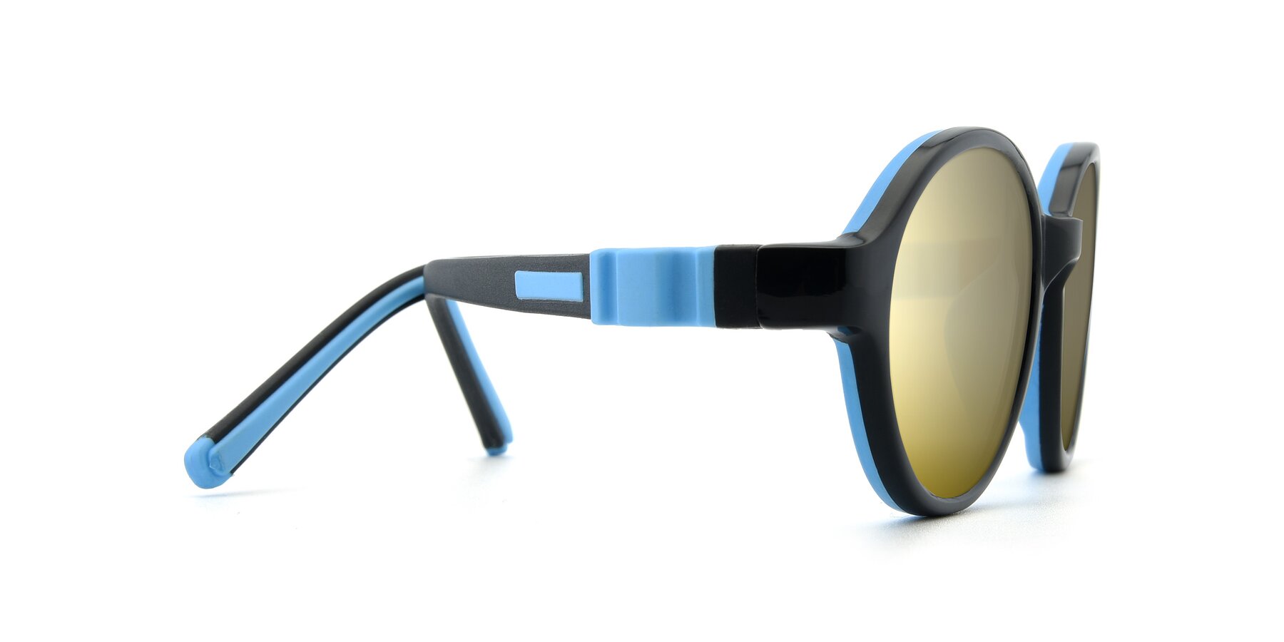 Side of 1120 in Black-Blue with Gold Mirrored Lenses